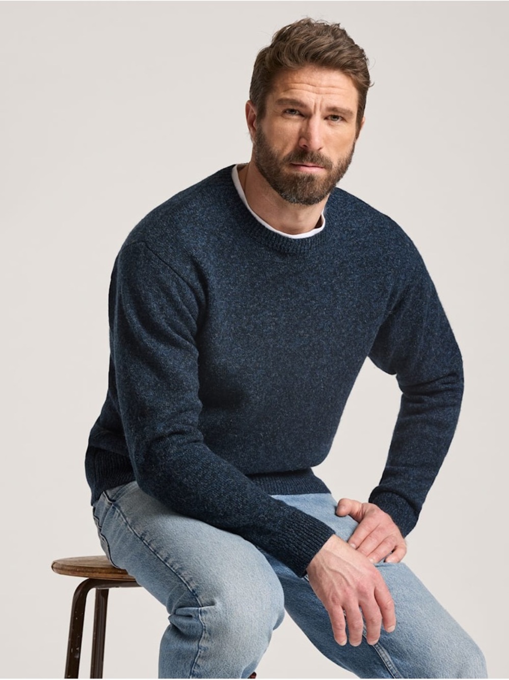 Pendleton XL Washable Shetland Wool Crewneck Blue Sweater Minimalist Gorpcore